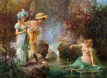 Impressionism Painting - A Water Idyll Hans Zatzka beautiful woman lady